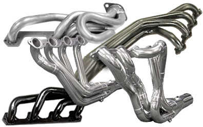 a collection of engine headers against a white background