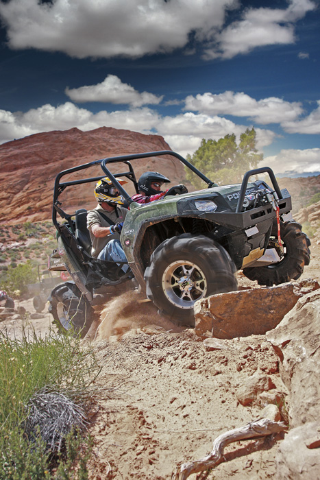 polaris razr driving off road in desert