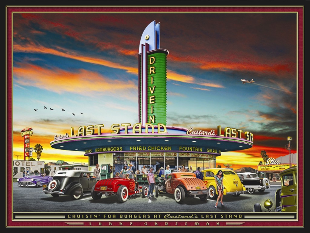 vintage hot rod drive in artwork