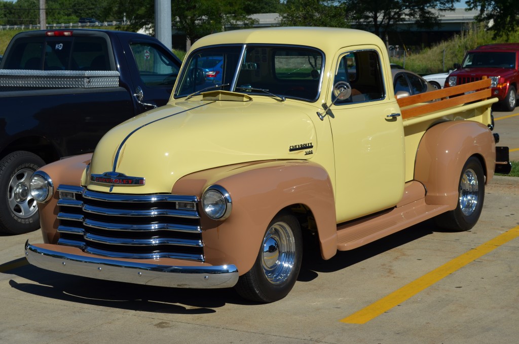 Chevy 3100 pickup truck at summit racing parking lot