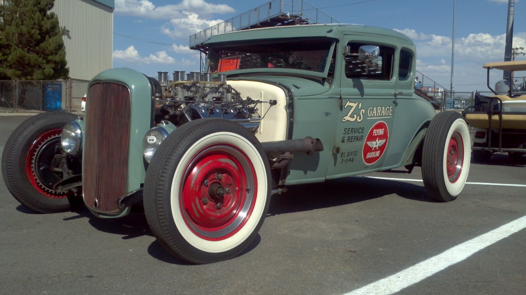 vintage ford 5 window hot rod with hemi v8