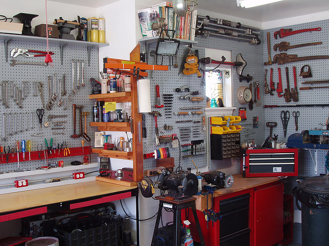 Automotive tools in garage