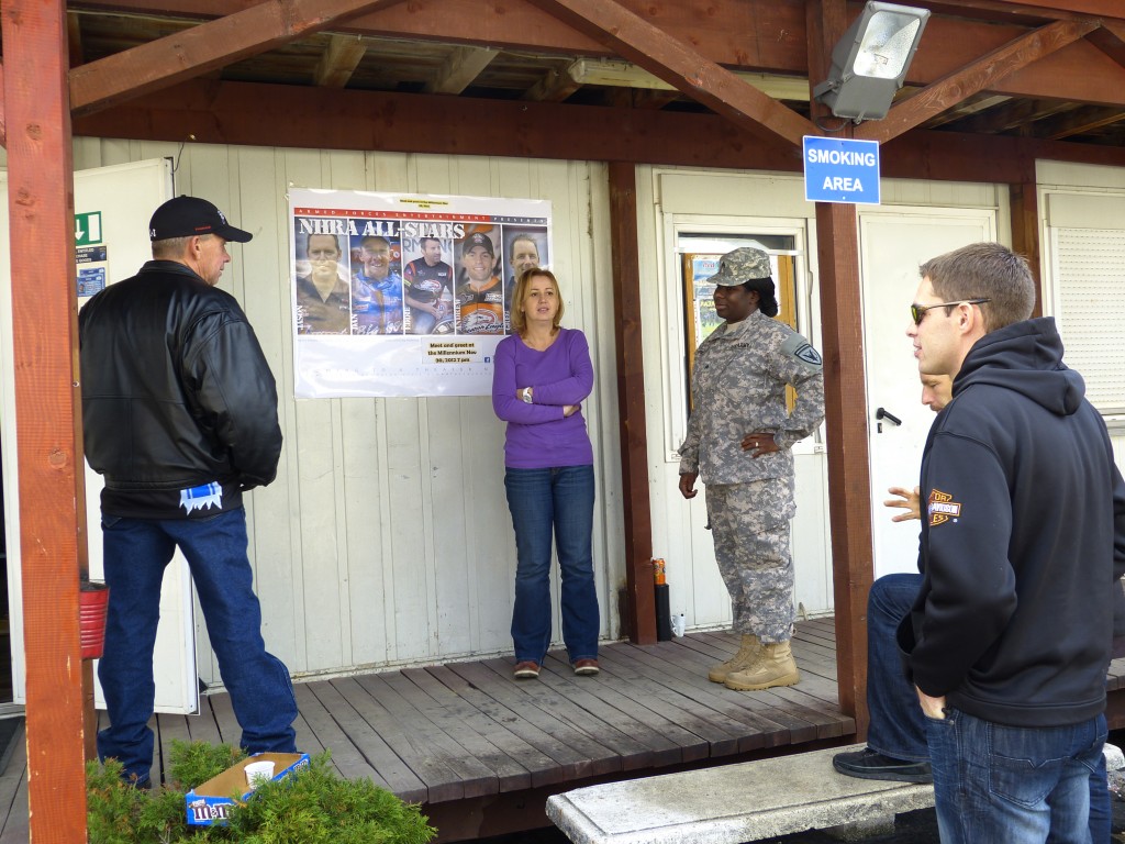 nhra drivers meeting troops at military base