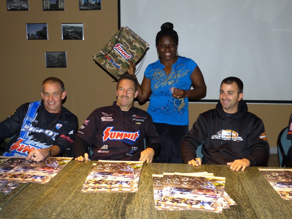 nhra drivers meeting troops at military base