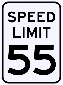 55 mph speed limit sign