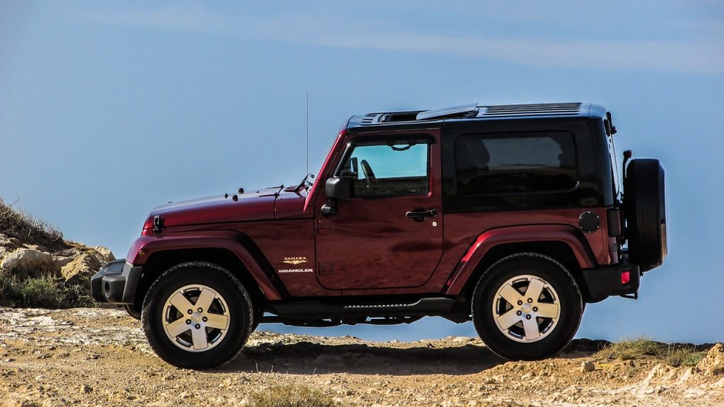 side profile shot of a jeep wrangler