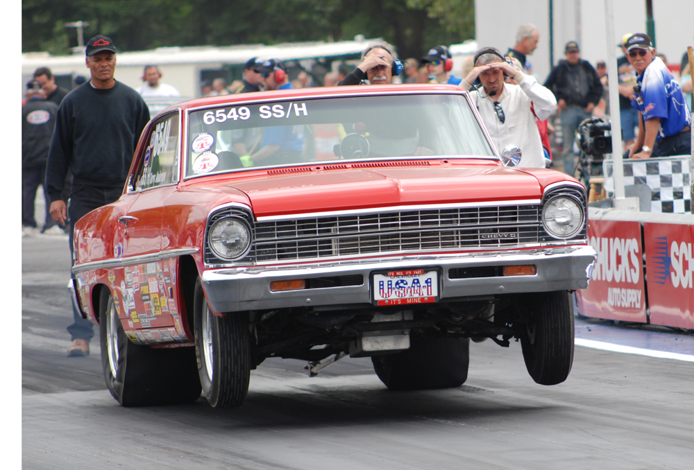 chevy ii nova launching at dragstrip