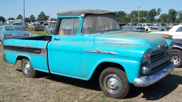 vintage barn find chevy truck in field