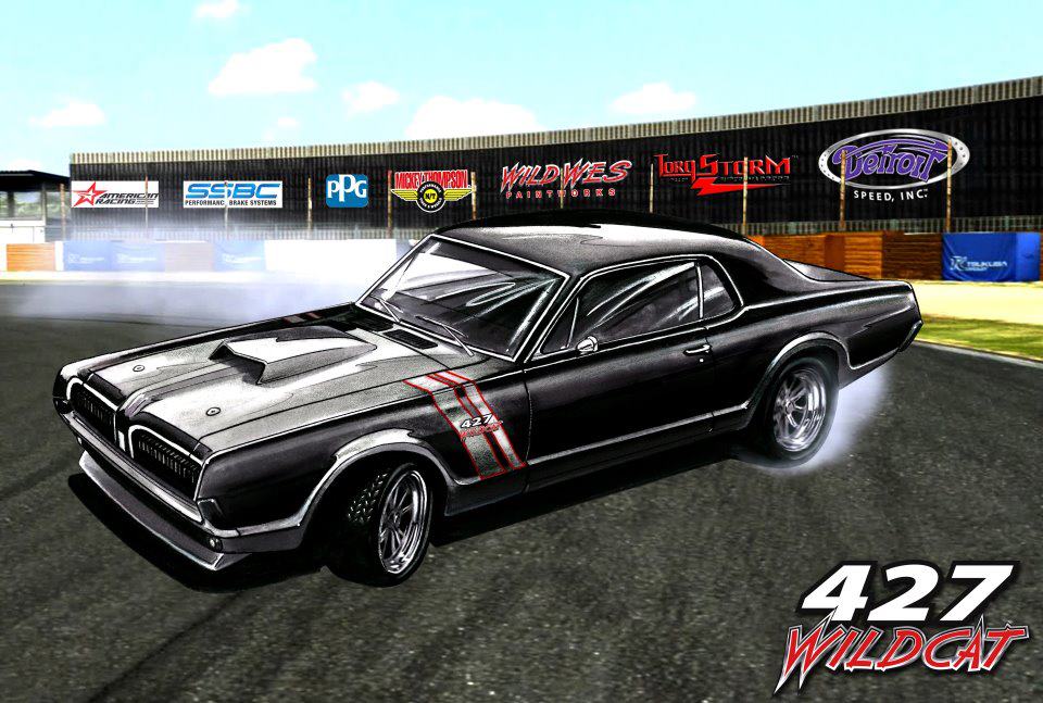 a render illustration of a 42 mercury cougar hot rod build