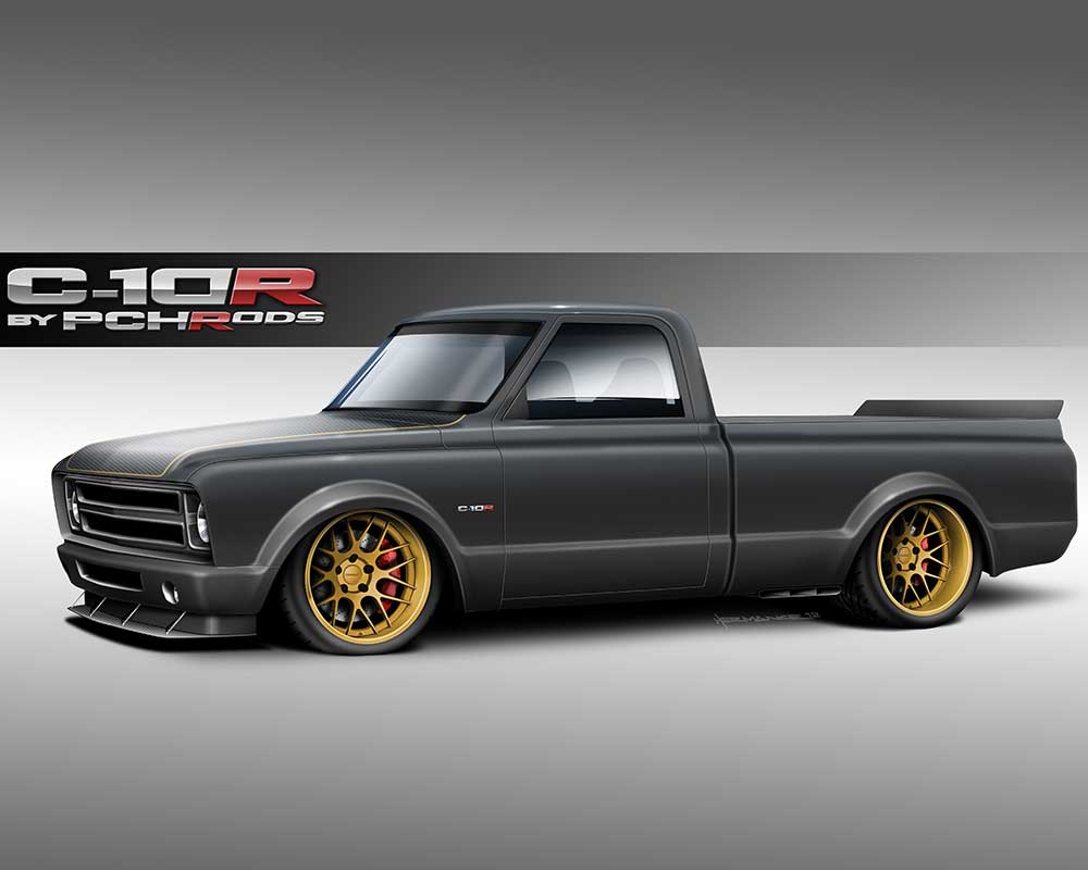 custom chevy c10 pickup truck render artwork