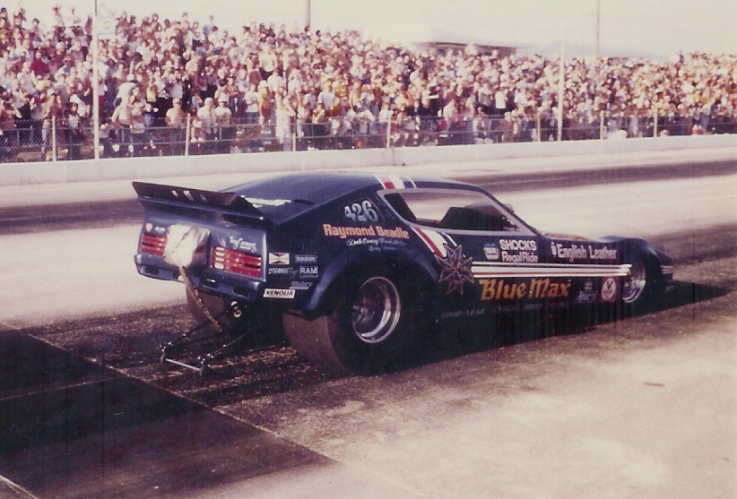 vintage photograph of Raymond Beadle Blue Max drag race car