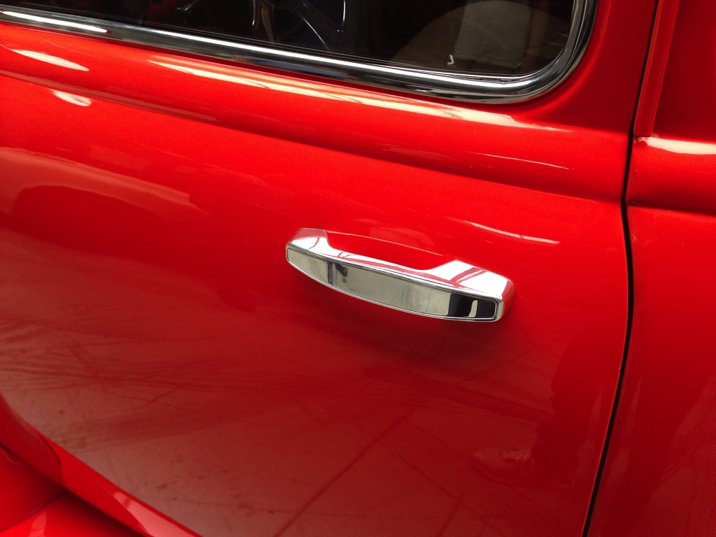 custom door handles on a vintage truck