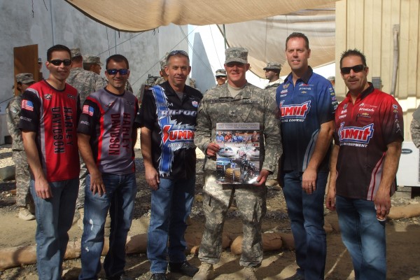 NHRA Drivers greeting Troops Overseas