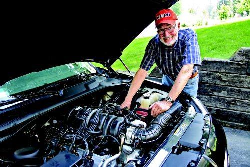 Tom Hoover with a Hemi engine