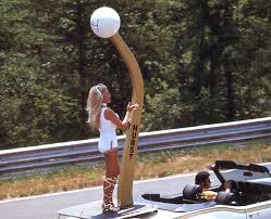 linda vaughn ms. hurst golden shifter on the back of a cutlass