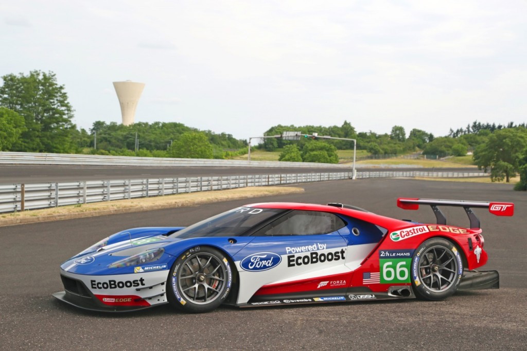 le mans ford gt race car parked at track