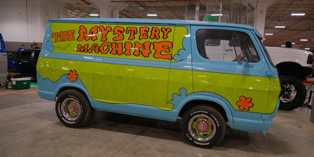 Scooby Doo Mystery Machine Replica Van at a Car Show