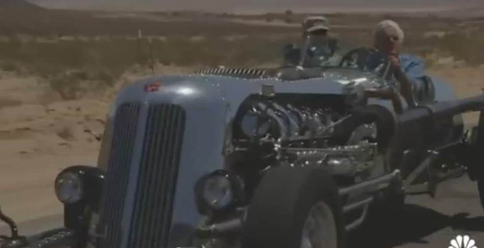 jay leno driving his tank car