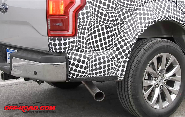 ford f-150 diesel spy shot of tailpipe