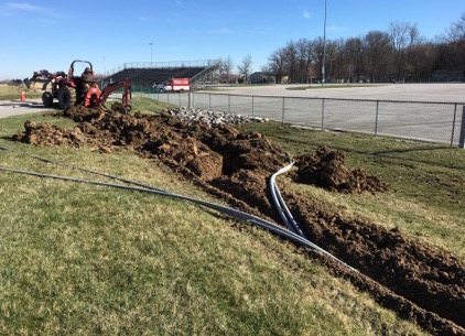 electrical conduit being installed underground at drags trip