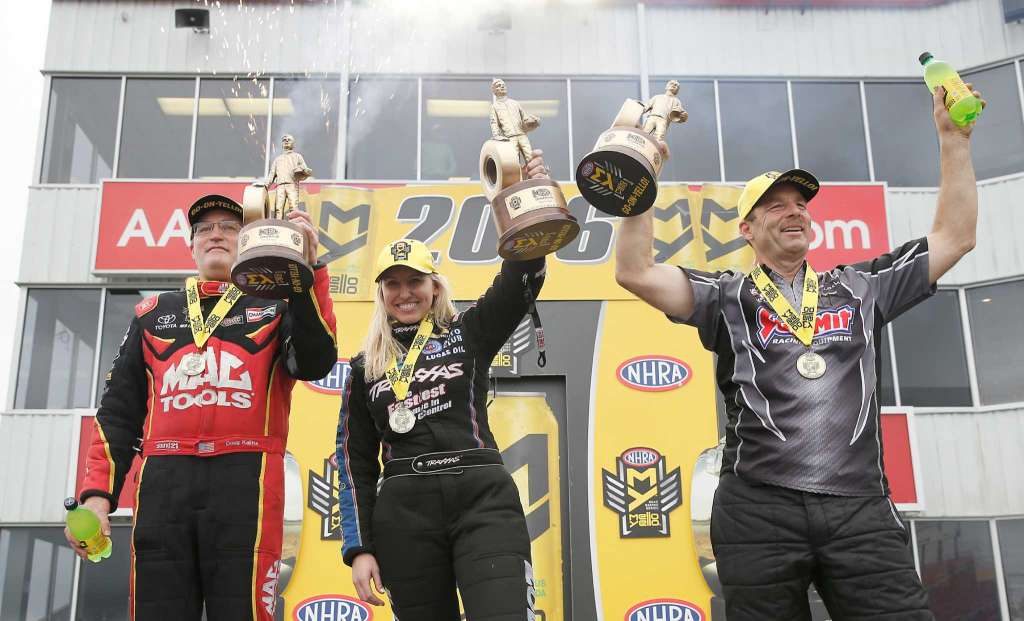 NHRA winners Baytown 2016 Courtney Force, Greg Anderson, Doug Kalitta