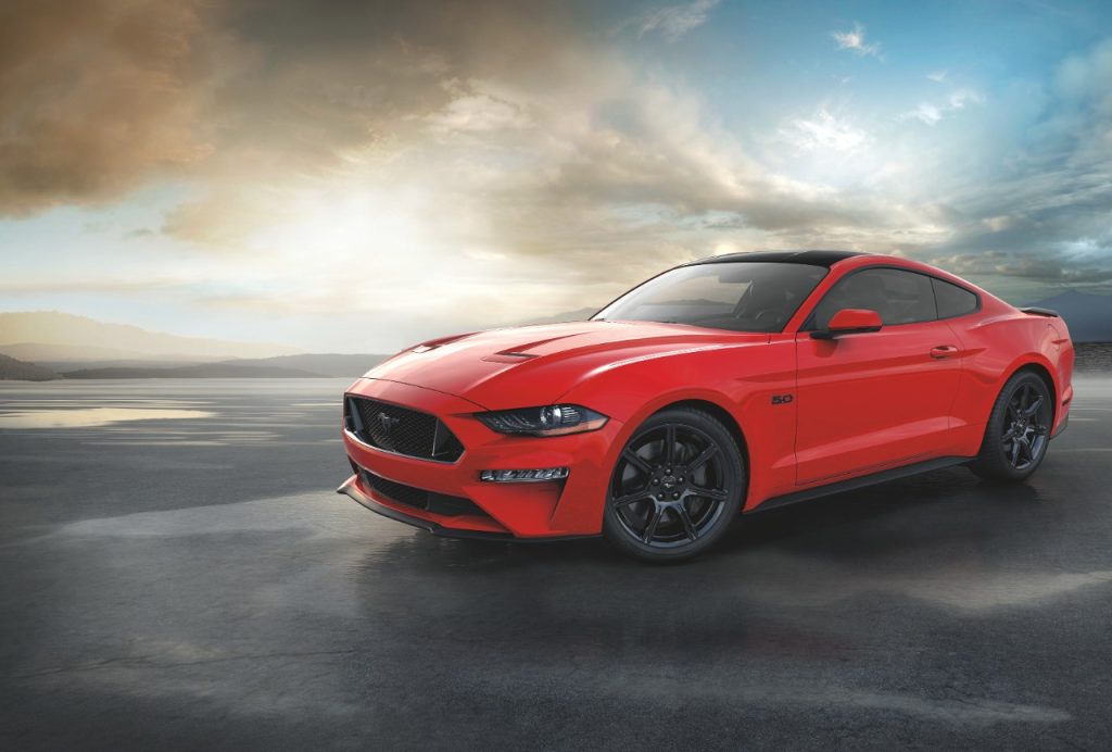 red 2018 ford mustang coupe