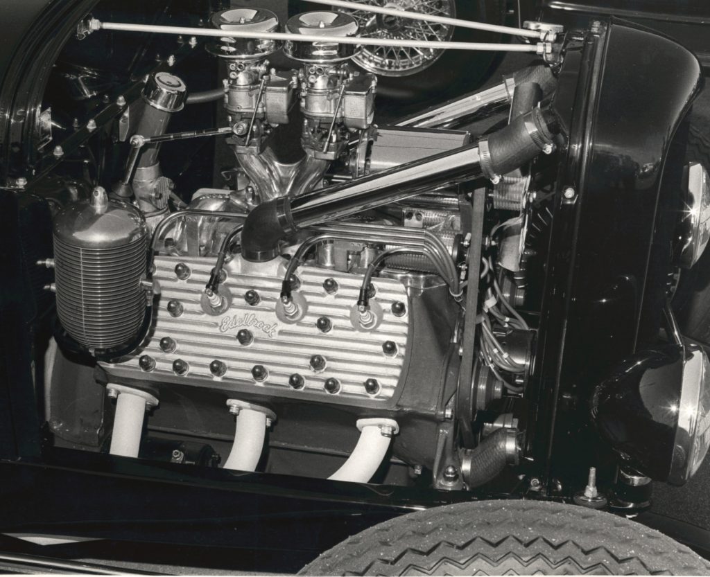 flathead engine with edelbrock heads in a ford coupe