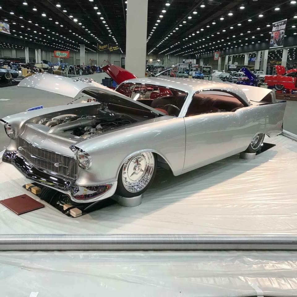 custom 1957 chevy 150 show car at event