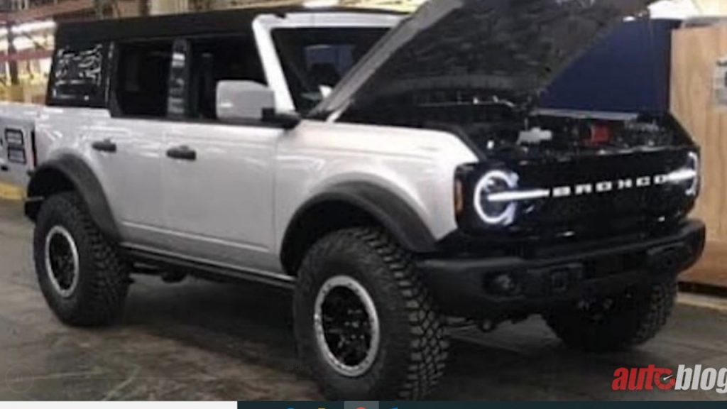 spy shot of ford bronco in factory pre-reveal