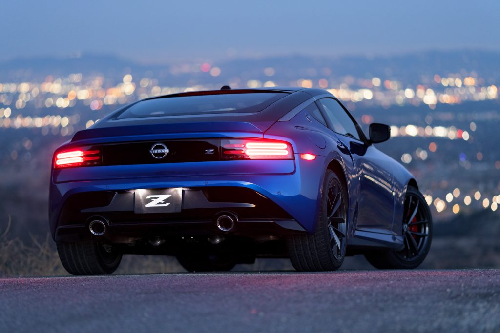 2023 nissan z at night with taillights