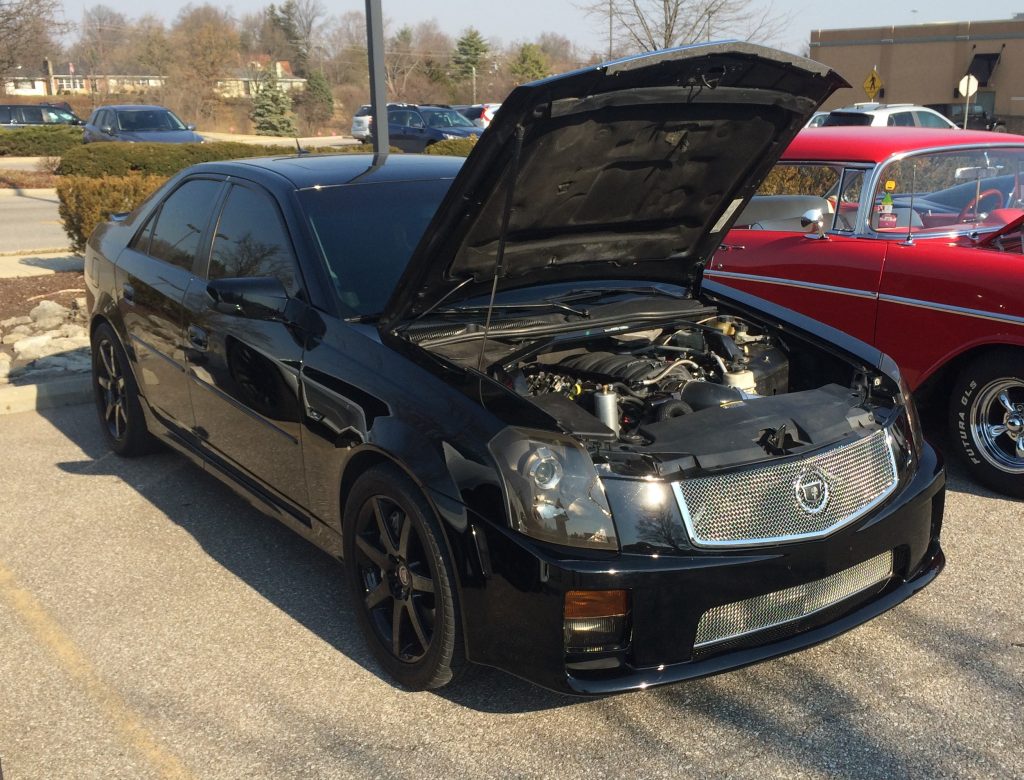 cadillac cts-v with ls series engine and hood up