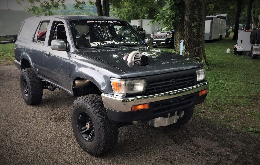 a toyota 4runner modified with a 2JZ engine prepares to race at edgewater sports park near cincinnati ohio