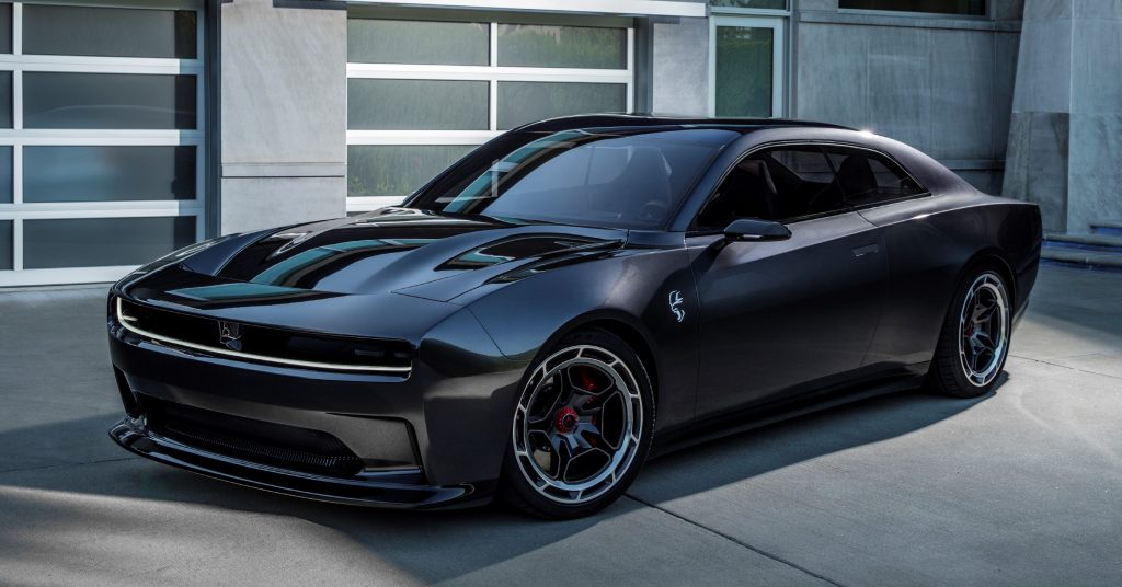 front daytime quarter shot of the Dodge Charger Daytona SRT Electric Vehicle Concept