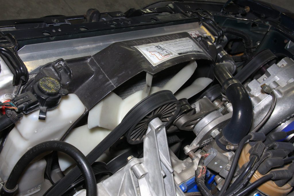 electric fan and radiator in a late model car