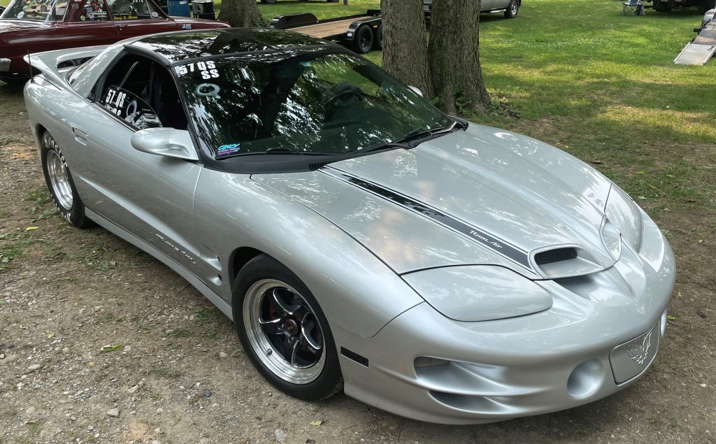 silver fourth gen pontiac trans am ram air drag race car
