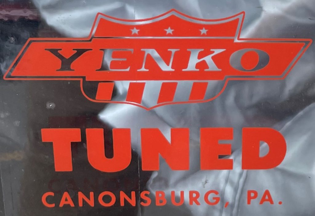 yenko tuned window decal on a vintage chevy corvair