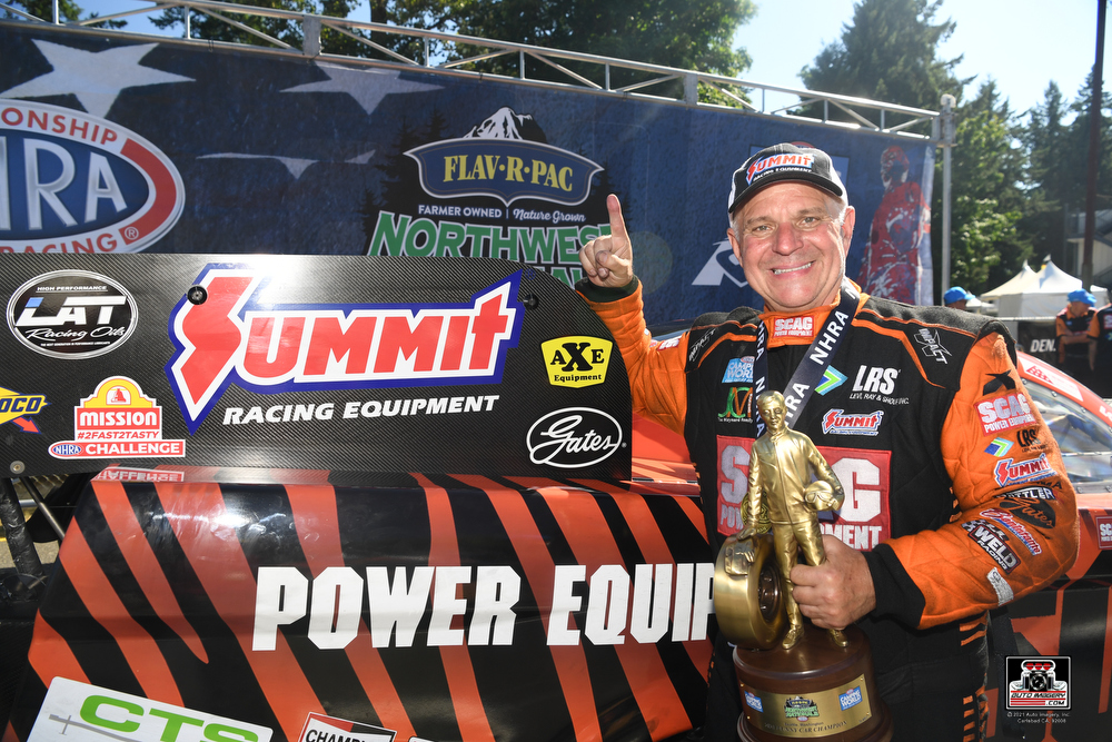tim wilkerson wit wally trophy winner's circle NHRA northwest nationals 2023