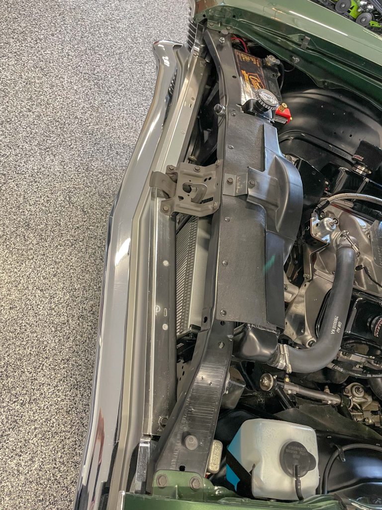 bumper and radiator support on a chevy nova muscle car