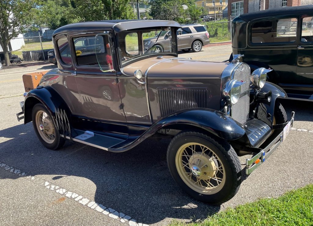 vintage tan ford model a 5 window coupe