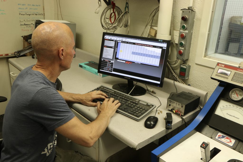 richard holdener at engine dyno control room