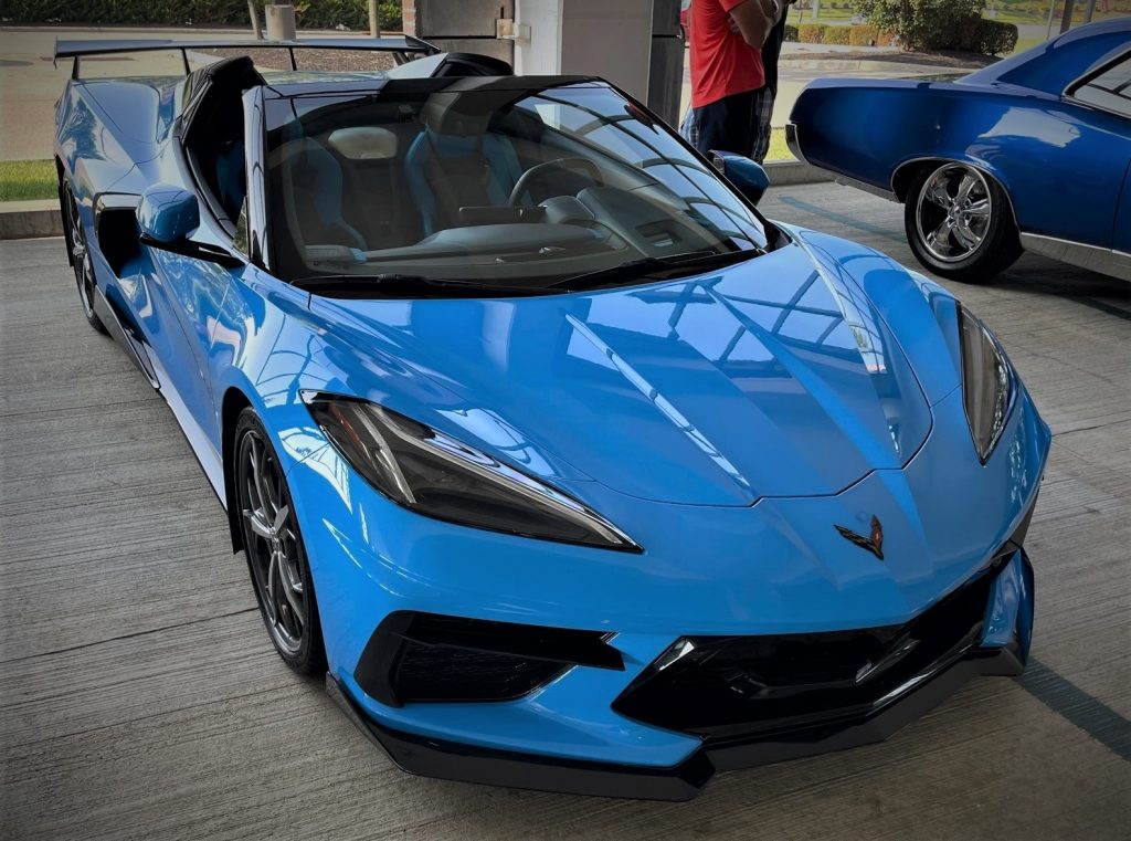 blue chevy c8 corvette