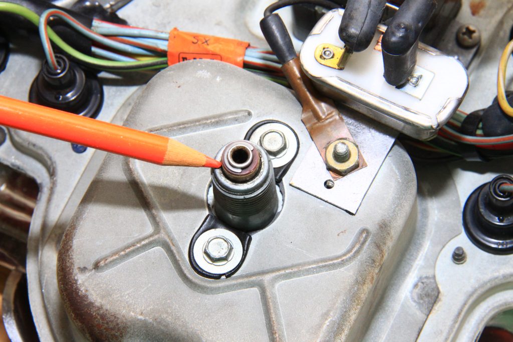 rear view of a vintage car gauge cluster