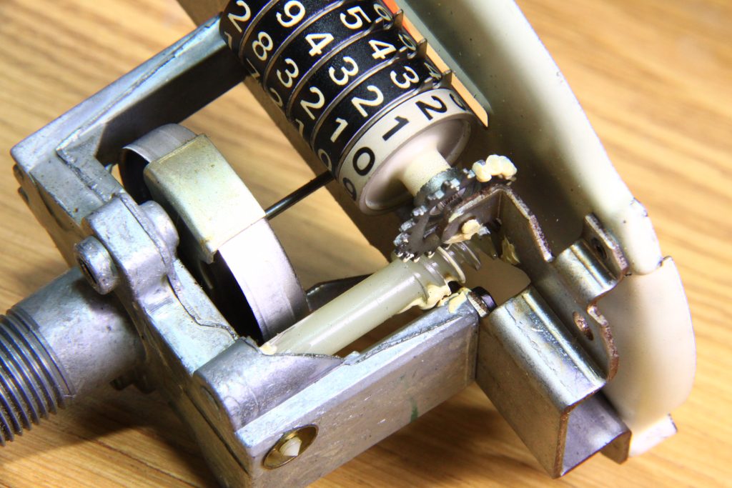 odometer mileage drum in a vintage speedometer