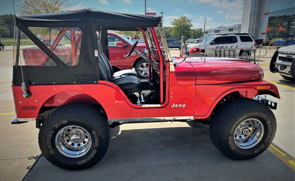 side profile shot of a vintage jeep cj-5