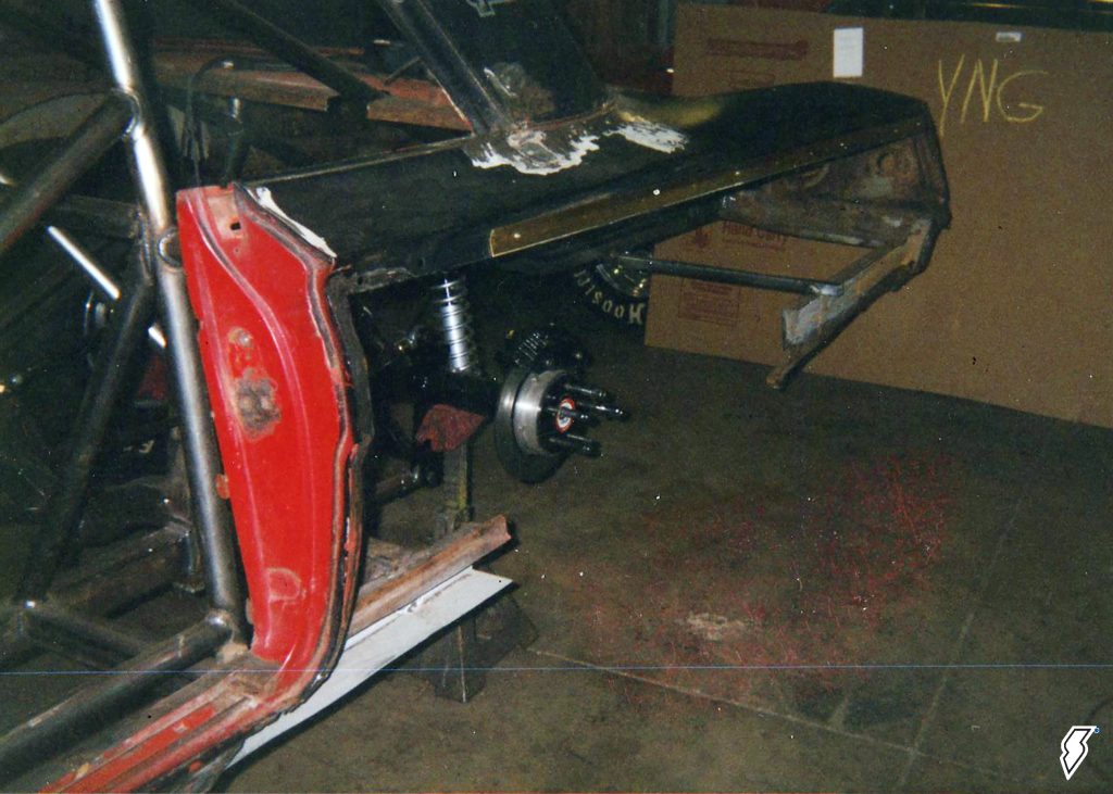 rear body panel removed on a 1962 chevy impala drag car project