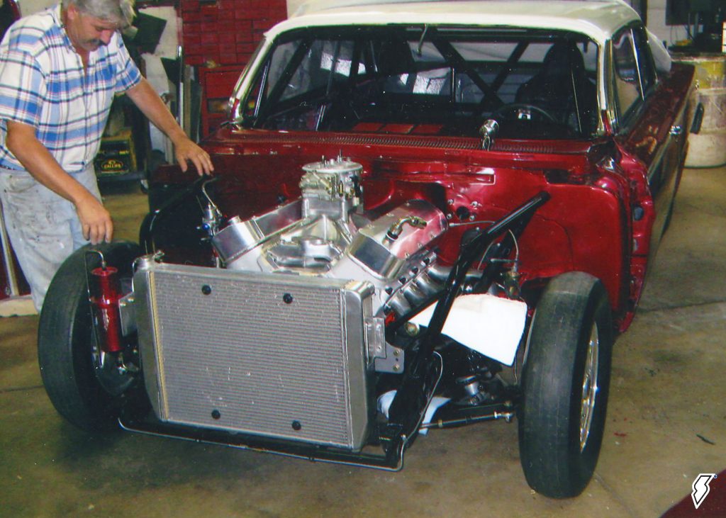 1962 impala drag car with front cowl removed