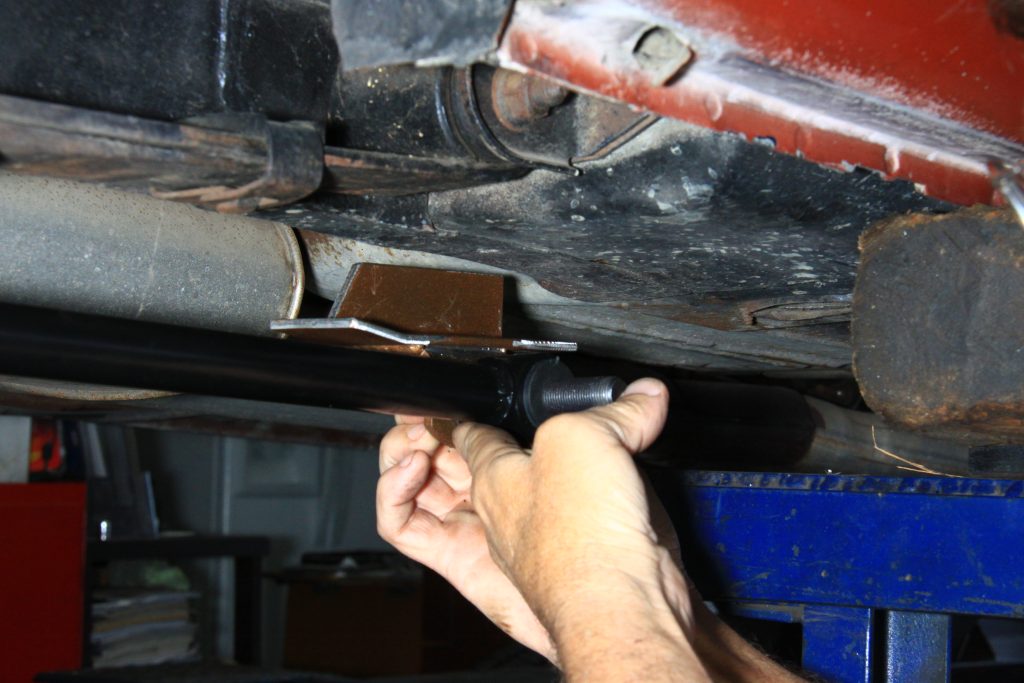 fitting mounting plate to subframe on a vintage mustang
