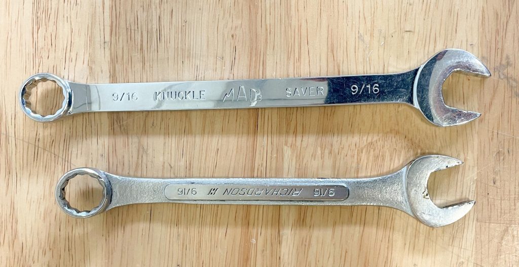 a pair of MAC knuckle saver box end wrenches