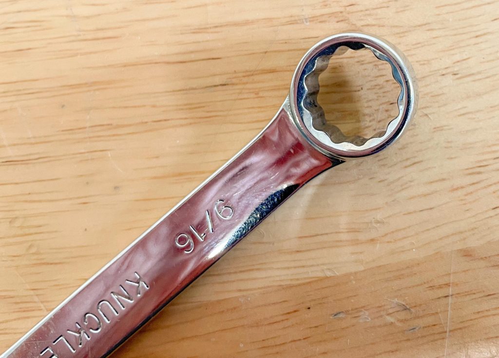 close up of 9/16 box end wrench end