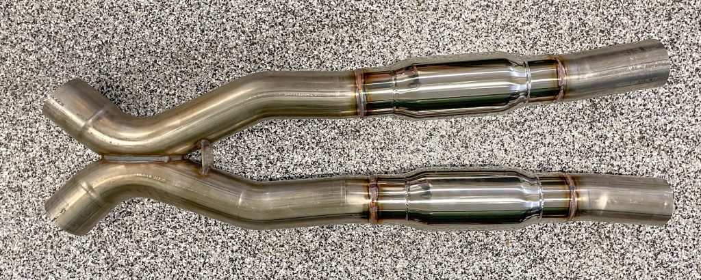exhaust system on garage floor